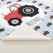 Boys Niedlich Red Traktor Muster mit Namenskindern Sherpadecke (3/4)