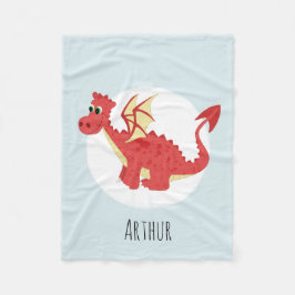 Boys Niedlich Red Welsh Dragon Cartoon mit Name Ki Fleecedecke