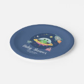 Boys Niedlich Space Alien Baby Shower Paper Plate Pappteller (Schrägansicht)