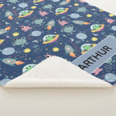 Boys Niedlich Space Alien Cartoon Muster & Name Ki Sherpadecke (3/4)
