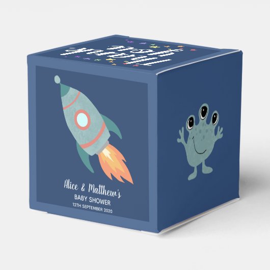 Boys Niedlich Space Alien Rocket Baby Dusche Geschenkschachtel (Rückseite)