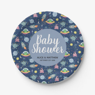 Boys Niedlich Space Pattern Babydusche Papierplatt Pappteller