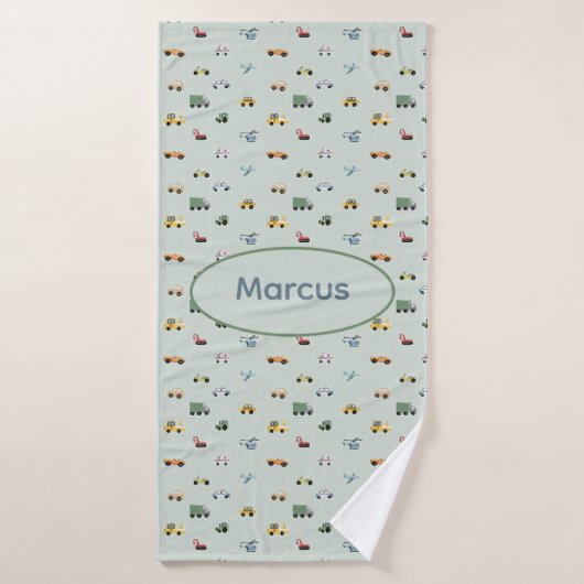 Boys Niedlich Transport Car Muster monogramm Kids Badehandtuch (Badehandtuch)