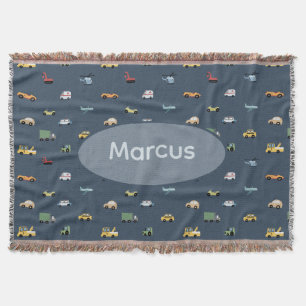 Boys Niedlich Transport Car Muster monogramm Kids Decke