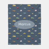 Boys Niedlich Transport Car Muster monogramm Kids Fleecedecke (Vorderseite)