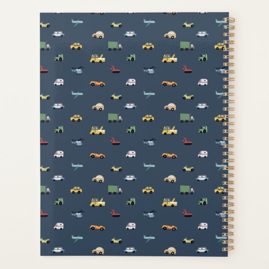 Boys Niedlich Transport Car Muster monogramm Kids Planer (Rückseite)