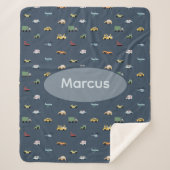 Boys Niedlich Transport Car Muster monogramm Kids Sherpadecke (Vorderseite)