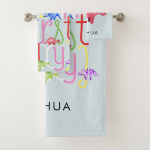 Boys Niedlich Watercolor Dinosaurier Alphabet & Na Badhandtuch Set