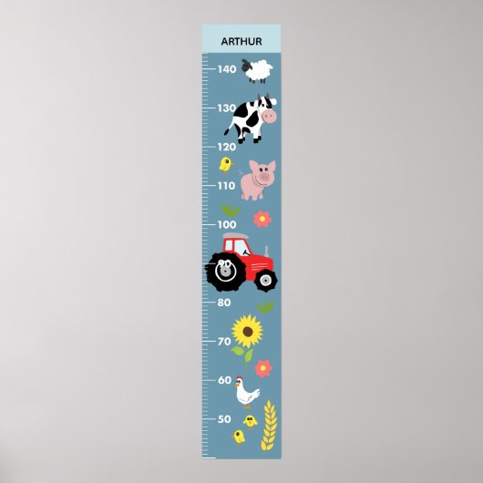 Boys Niedliche Farm Traktor CM Wachstumstabelle Poster (Vorne)