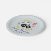 Boys Niedliche Landtiere & Blue Traktor Baby Dusch Pappteller (Schrägansicht)