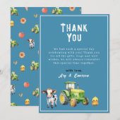 Boys Niedliche Landtiere Traktor Babydusche Dankeskarte (Vorne/Hinten)