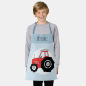 Boys Niedliche moderne Blue Farm Traktor & Name Ki Schürze (Getragen)