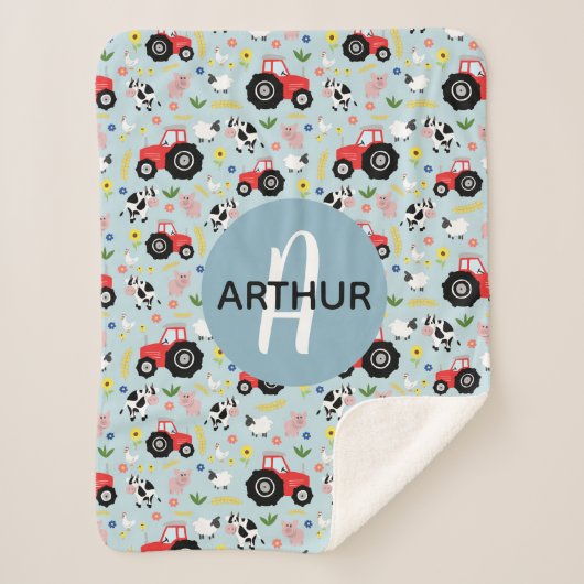 Boys Niedliche Zuchttiertraktoren und Namenskinder Sherpadecke (Vorderseite)