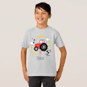 Boys, Niedlicher Red Farm Traktor und Tiere T-Shirt (Vorne ganz)