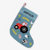 Boys Niedlicher Traktor und Nutztiere Blaue Kinder Kleiner Weihnachtsstrumpf (Vorderansicht (hängend))