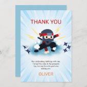 Boys Ninja Warrior Birthday Party Danke Karten (Vorne/Hinten)