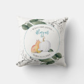 Boys Nursery Decor Fall Fox & Pumpkin Blue Kissen (Vorderseite)