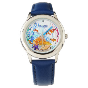 Boys Ocean Fish Niedlich moderne blaue Kinder beob Armbanduhr