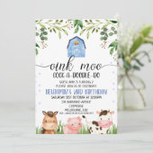 Boys Oink Moo Farm Tiere Geburtstag Einladung (Stehend Vorderseite)