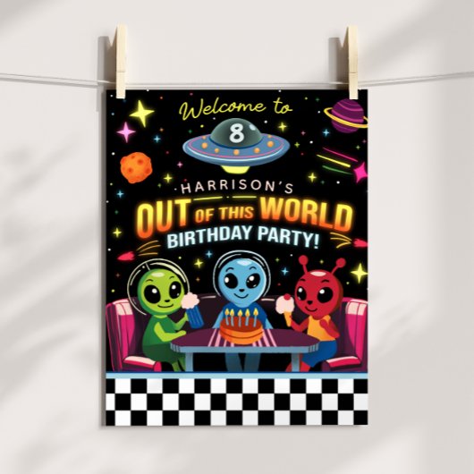 Boys Out Of This World Space Alien Welcome Sign Poster