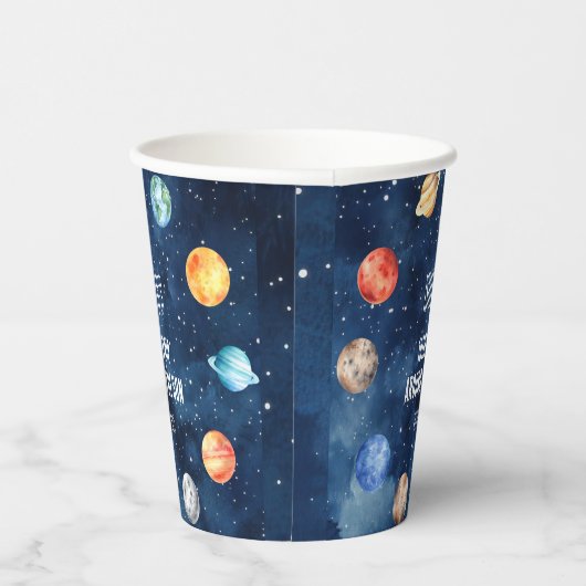 Boys Outer Space Solar System Cosmic Birthday  Pappbecher (Rechts)