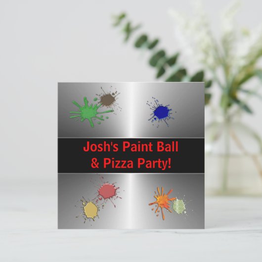 Boys Paint Ball Party Einladung (Stehend Vorderseite)