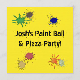 Boys Paint Ball Pizza Geburtstagsparty Einladung