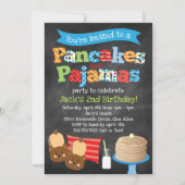 Boys Pancakes und Pajamas Chalkboard Party Einladung (Vorderseite)