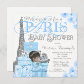 Boys Paris Baby Shower Einladungen (Vorne/Hinten)