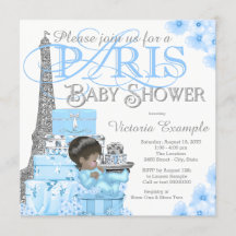 Boys Paris Baby Shower Einladungen