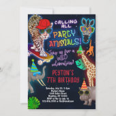 Boys Party Tiere Geburtstag Einladung (Vorderseite)