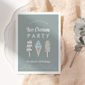 Boys Pastel Ice Creme Summer Birthday Party Einladung