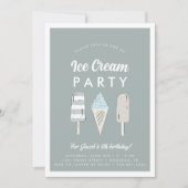 Boys Pastel Ice Creme Summer Birthday Party Einladung (Vorderseite)