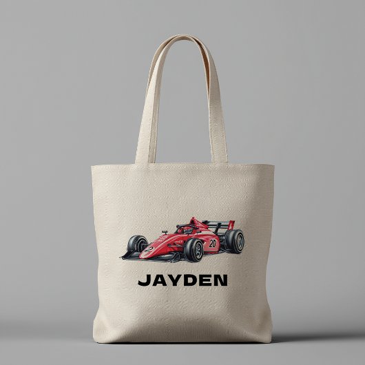 Boys Personalised Cool Red Racing Car Tote Bag Tragetasche
