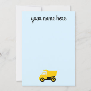 Boys Personalisiert Construction Truck Notecards Einladung