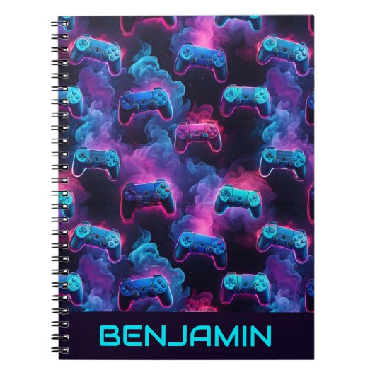 Boys Personalisiert Gaming Controller Muster Notizblock (Vorderseite)