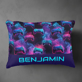 Boys Personalisiert Neon Gaming Pattern Kissen
