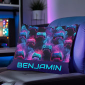 Boys Personalisiert Neon Gaming Pattern Kissen