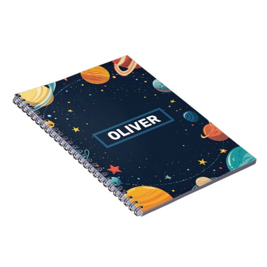 Boys Personalisiert Space Planets Galaxy Notebook Notizblock (Rechte Seite)