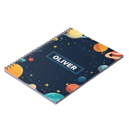 Boys Personalisiert Space Planets Galaxy Notebook Notizblock (Linke Seite)