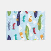 Boys Personalisierte Aviator-Flugzeuge Fleecedecke (Vorderseite (Horizontal))