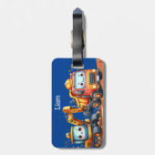 Boys Personalisierte Bautransporter Gepäckmarke Gepäckanhänger (Rückseite vertikal)