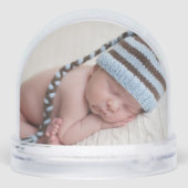 Boys Photo Collage Custom Blue Kids Photograph Schneekugeln (Rückseite)