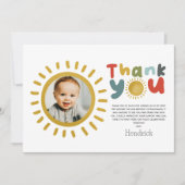 Boys Photo First Trip Around The Sun Birthday Dankeskarte (Vorderseite)