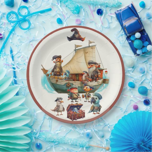 Boy's Pirate Birthday Party Paper Plate Pappteller (Party)