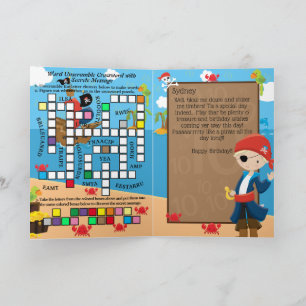 Boys Pirate Captain Secret Message Happy Birthday Karte