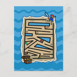 Boys Pirate Schatzsuche Puzzle Spiel Postkarte