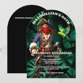 Boys pirate theme birthday party captain red einladung (Vorne/Hinten)