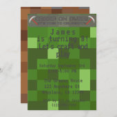 Boys Pixel Gamer Birthday Party Einladung (Vorne/Hinten)