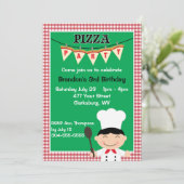 Boy's Pizza Party Einladung (Stehend Vorderseite)